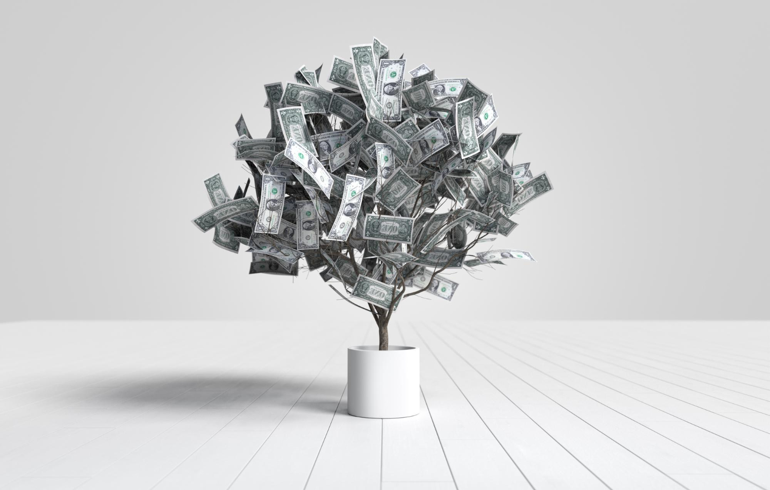 Baum aus Geld, der die Umsatzsteigerung durch B2B SEO symbolisieren soll