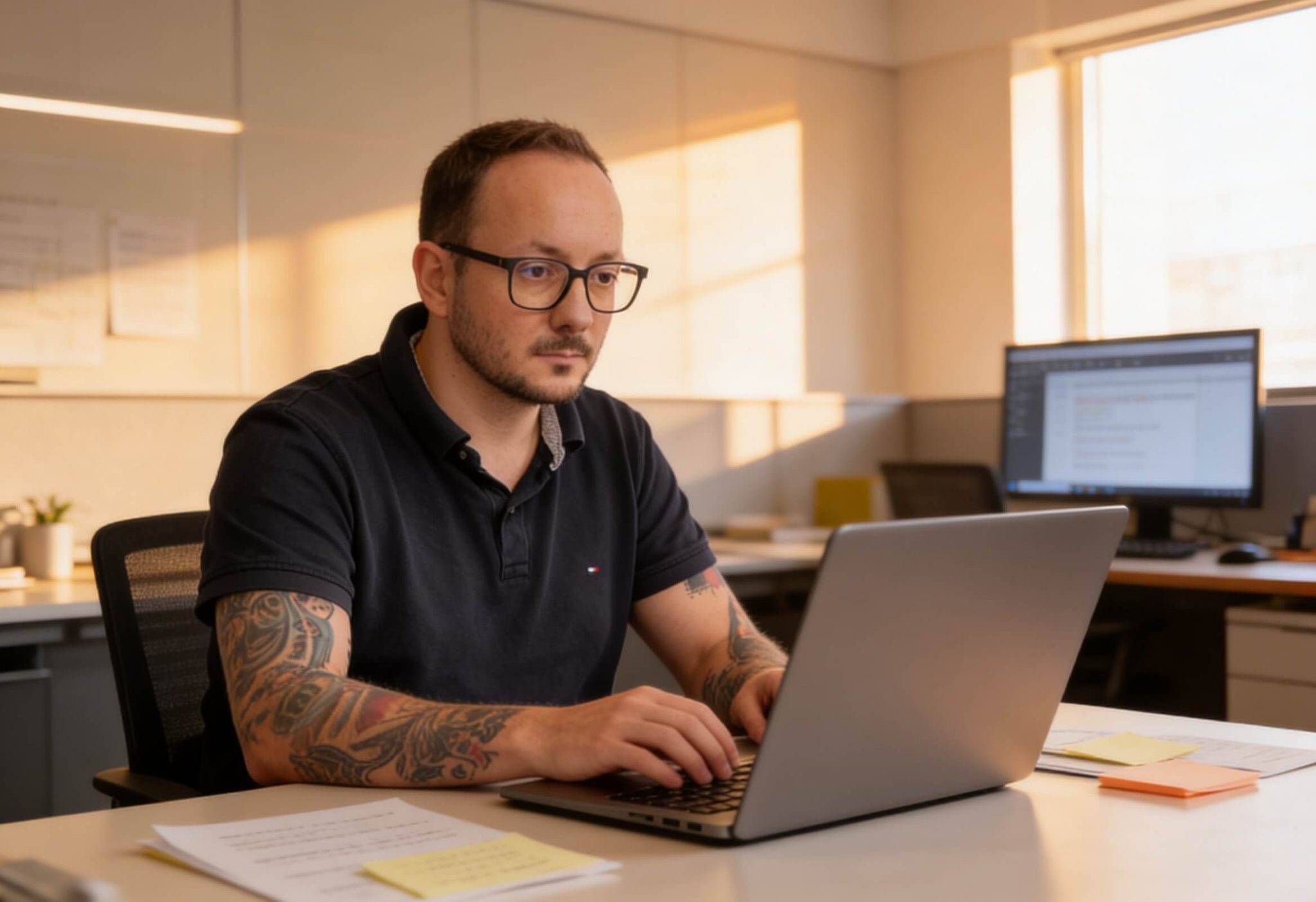 Kann ChatGPT die SEO-Texte schreiben? Authentische Szene aus einer deutschen Agentur, in der moderne SEO-Texte mit KI und menschlicher Expertise entstehen.